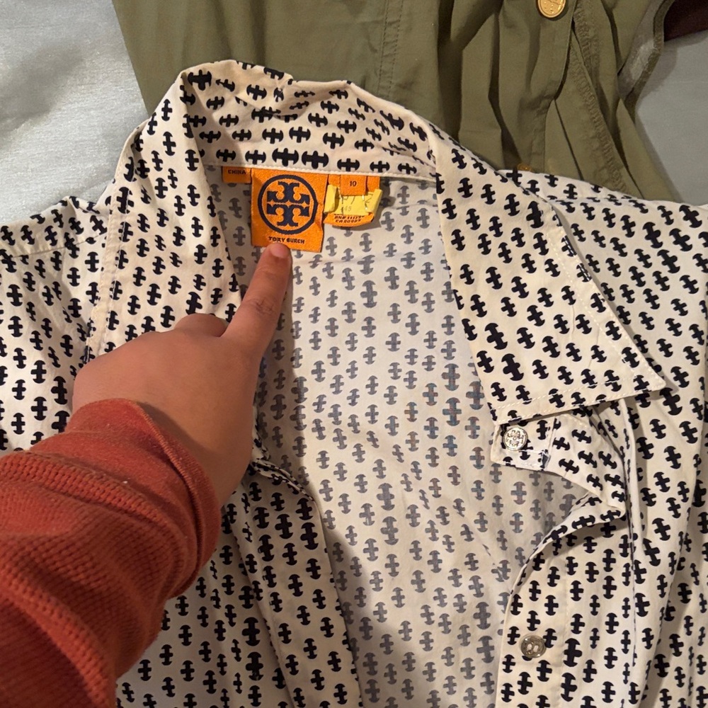 Tory Burch Navy and White Womens Casual Shirt